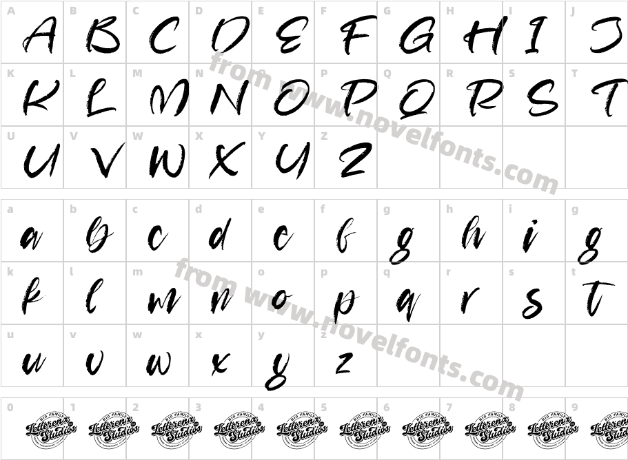 Brooks Martinez DEMO VERSION ItalicCharacter Map