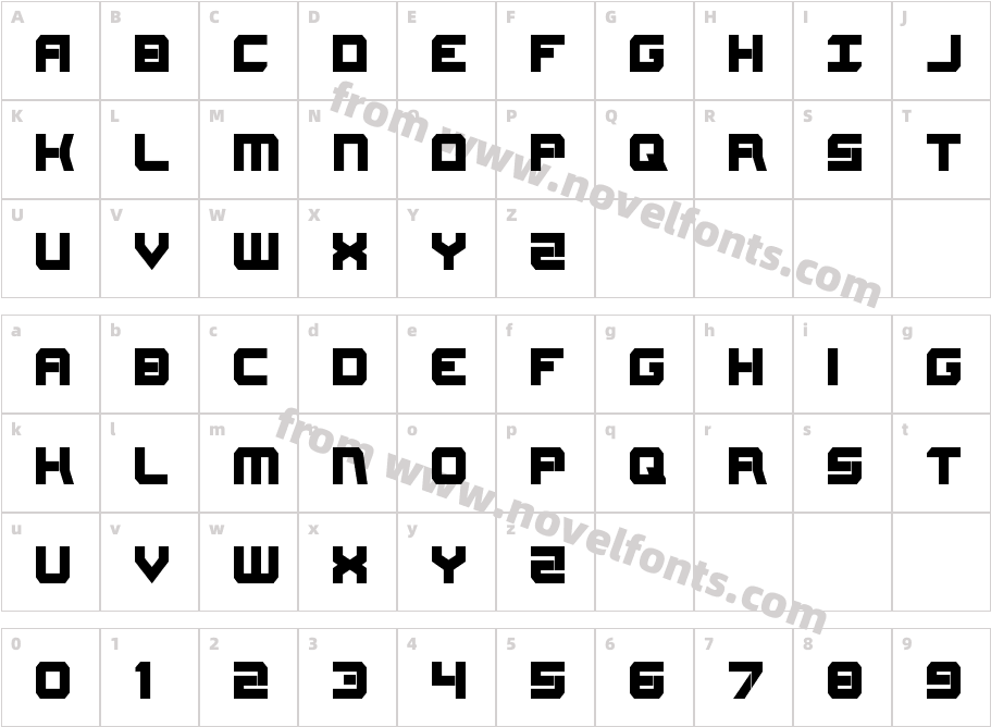 Gearhead CondensedCharacter Map