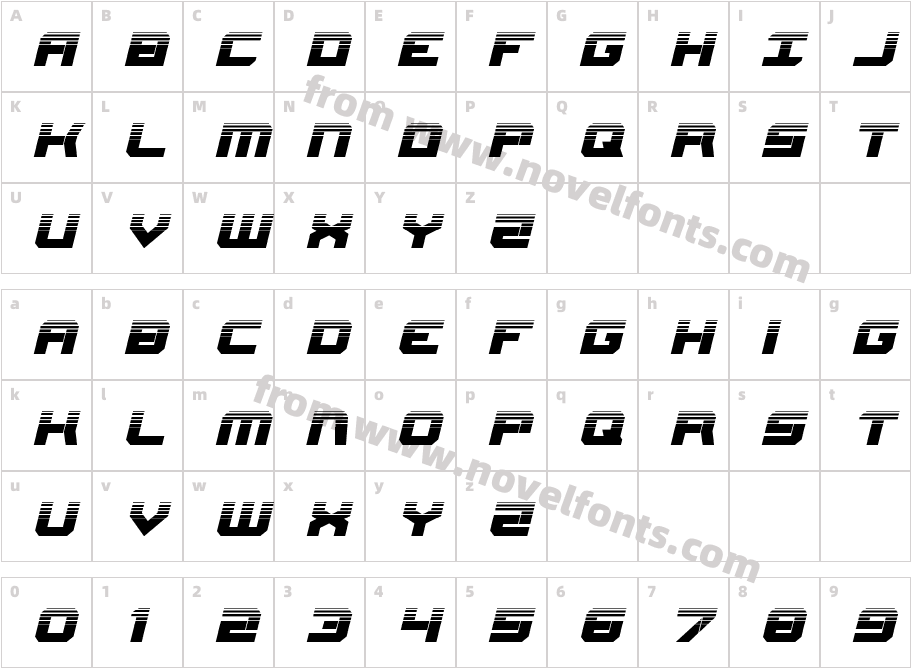 Gearhead Halftone ItalicCharacter Map