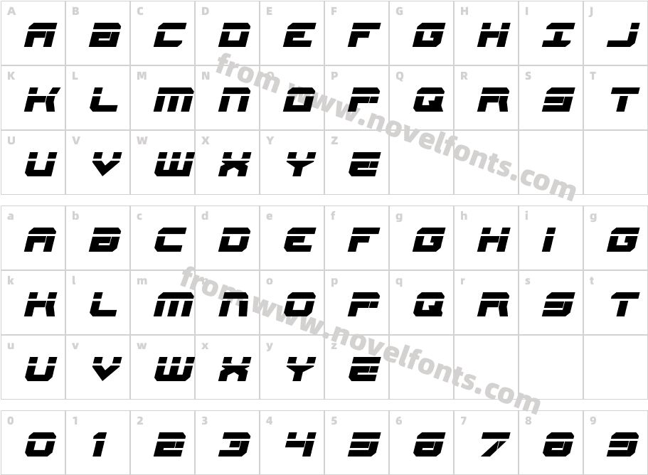 Gearhead Laser ItalicCharacter Map