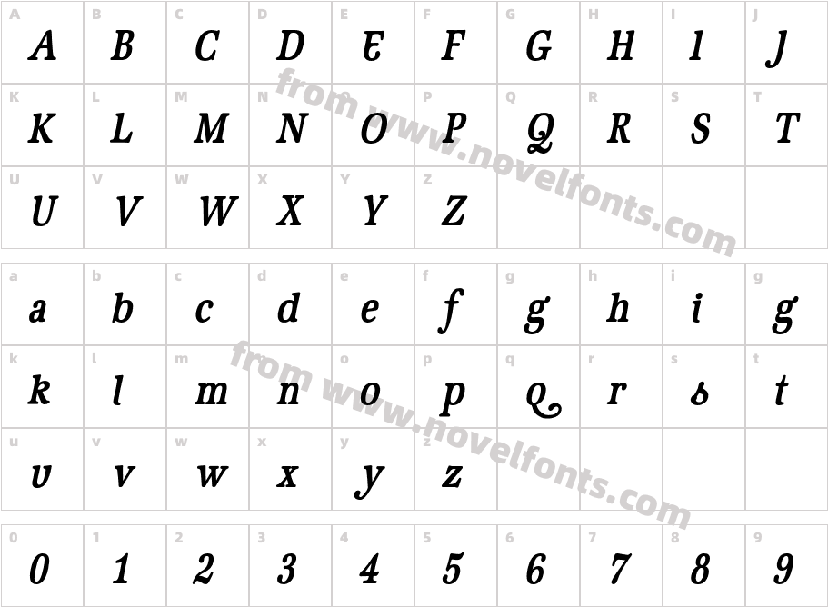 GeistBoldItalicCharacter Map