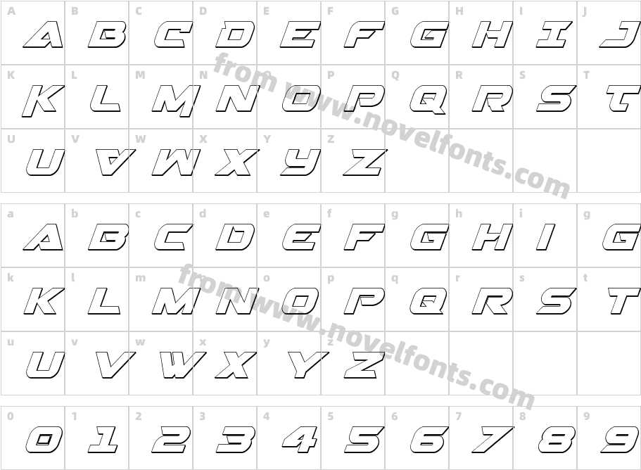 Gemina 2 3D ItalicCharacter Map