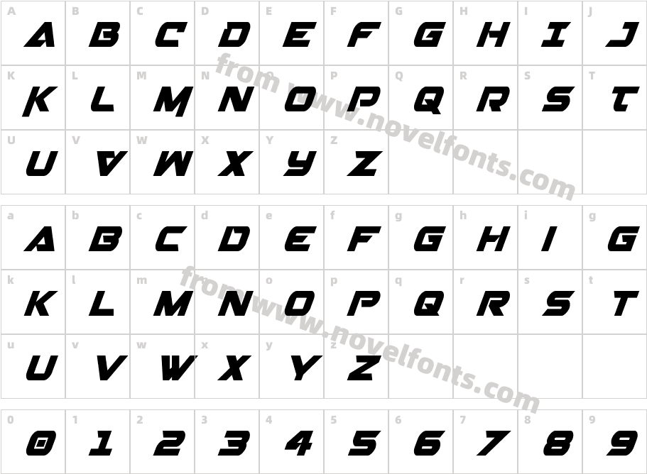 Gemina 2 Condensed ItalicCharacter Map