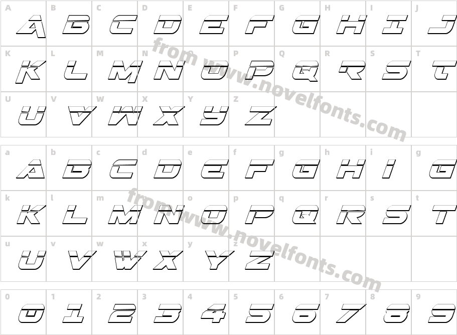 Gemina 3D Laser ItalicCharacter Map