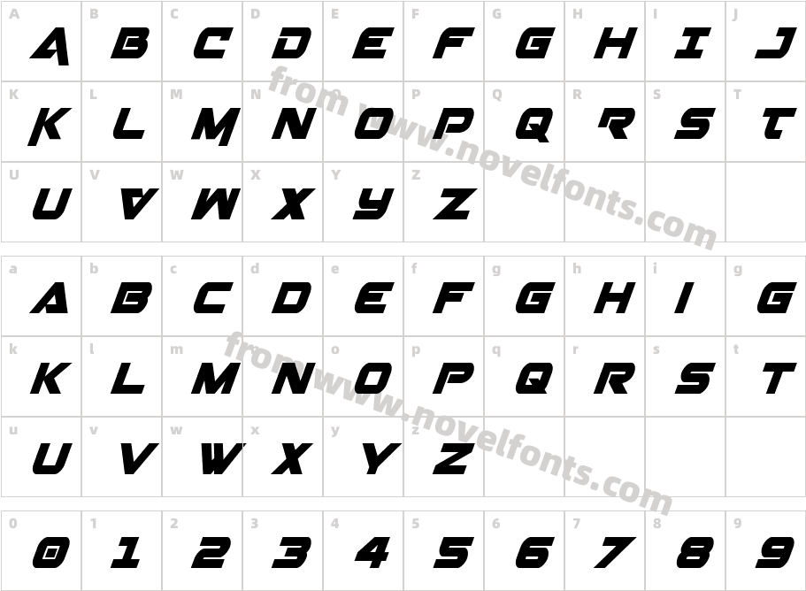 Gemina Condensed ItalicCharacter Map