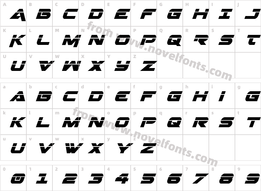 Gemina Laser ItalicCharacter Map