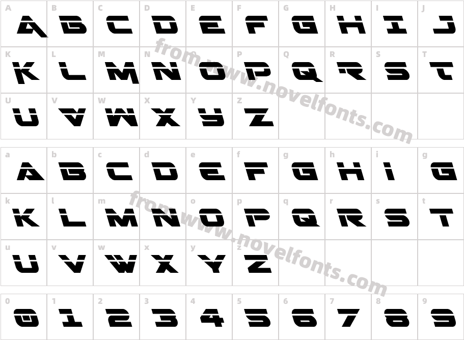 Gemina Laser LeftalicCharacter Map