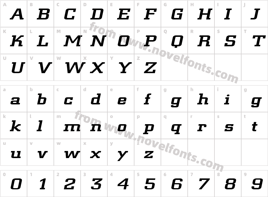 Geo 957 Extended ItalicCharacter Map