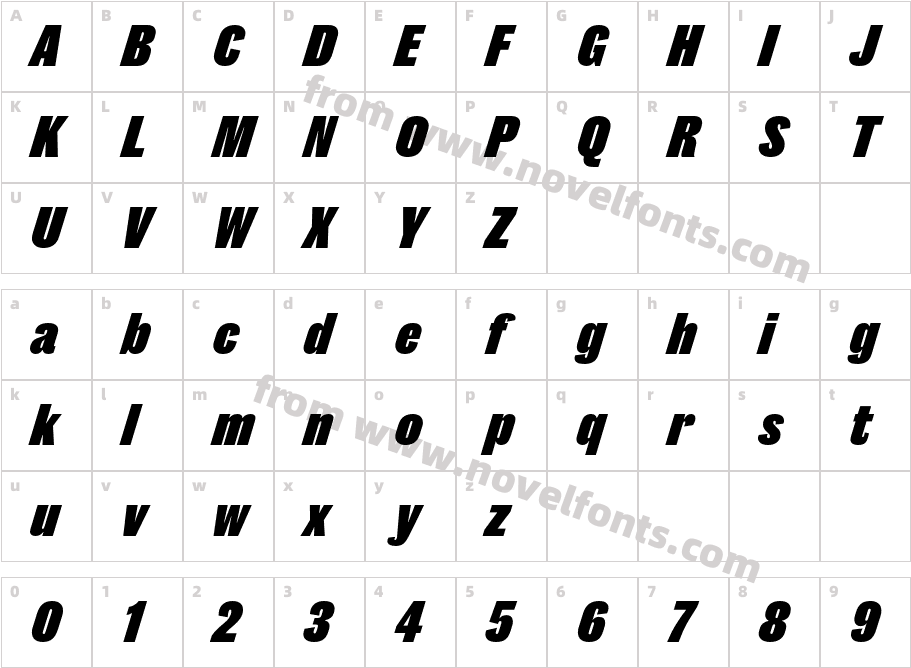 Caslon Doric Condensed Trial Black ItCharacter Map