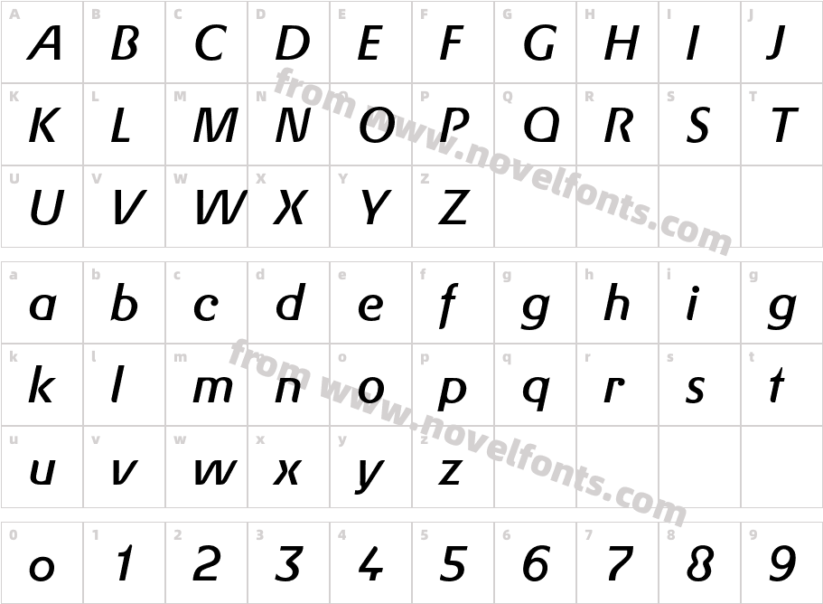 GerstnerBQ-ItalicCharacter Map