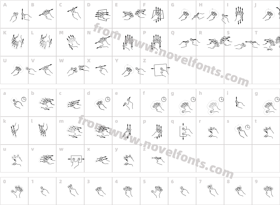 Gesture-GlyphsCharacter Map