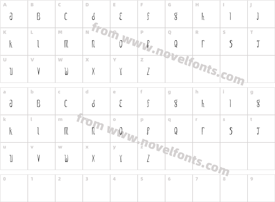 Gezzy Condensed ThinCharacter Map