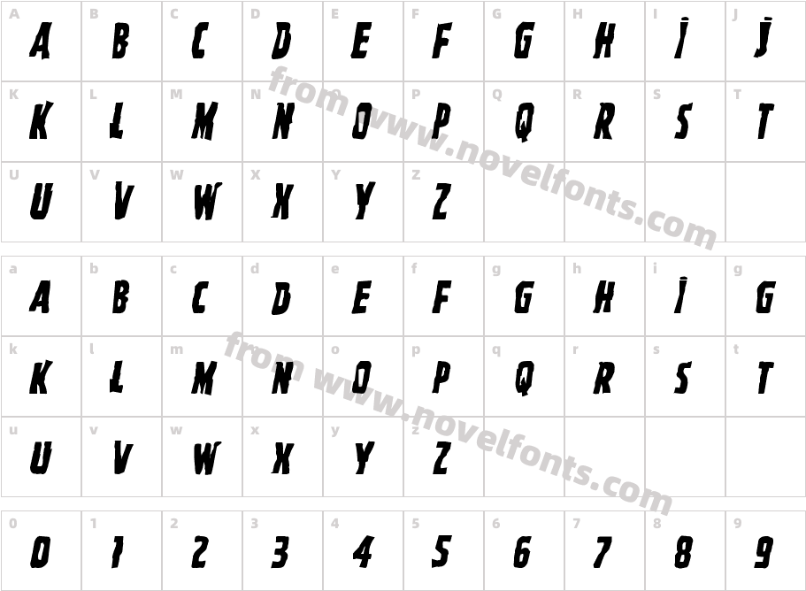 Ghoulish Intent Mangled ItalicCharacter Map