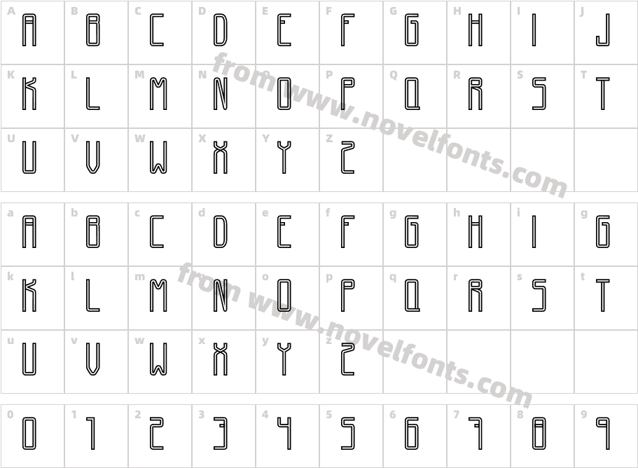 GiantFontRegularCharacter Map