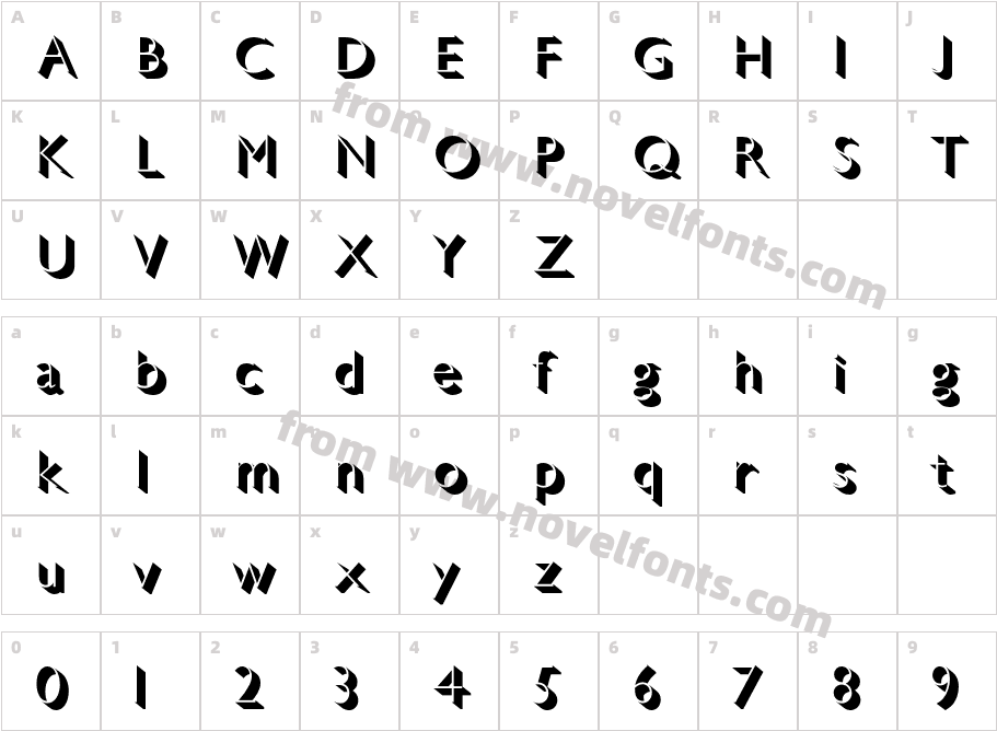 GillSans-LightShadowedCharacter Map