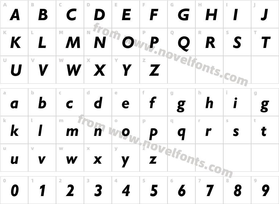 GillSansBQ-BoldItalicCharacter Map