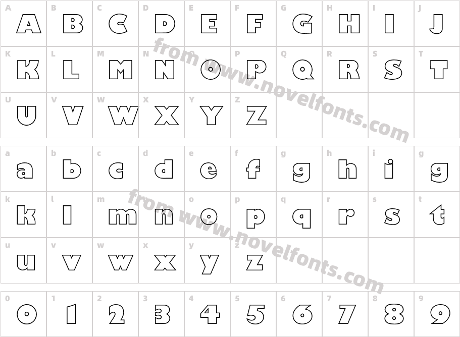 GillSansBQ-UltraBoldOutlineCharacter Map