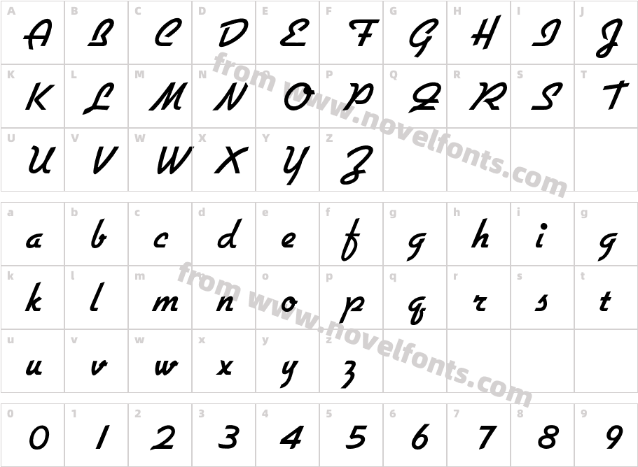 GilliesBoldCharacter Map