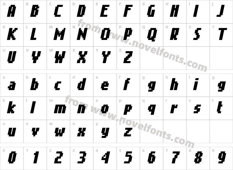 Gimenells ItalicCharacter Map