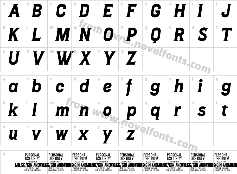 Gin And Tonic PERSONAL USE ItalicCharacter Map