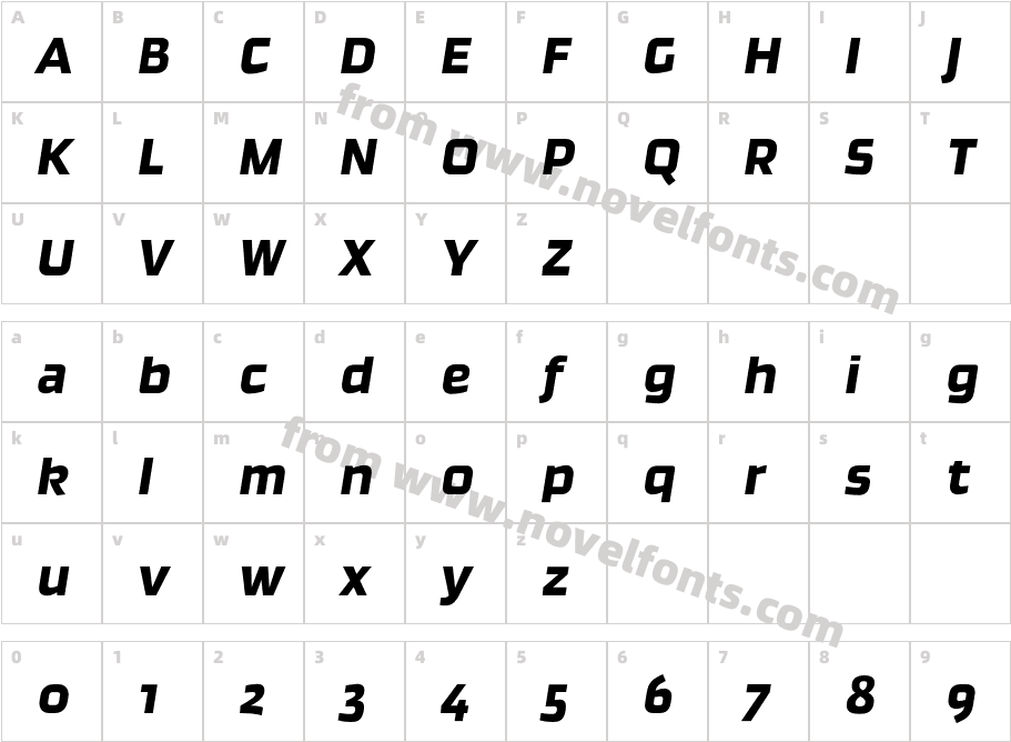 Ginger-RegularItalicCharacter Map