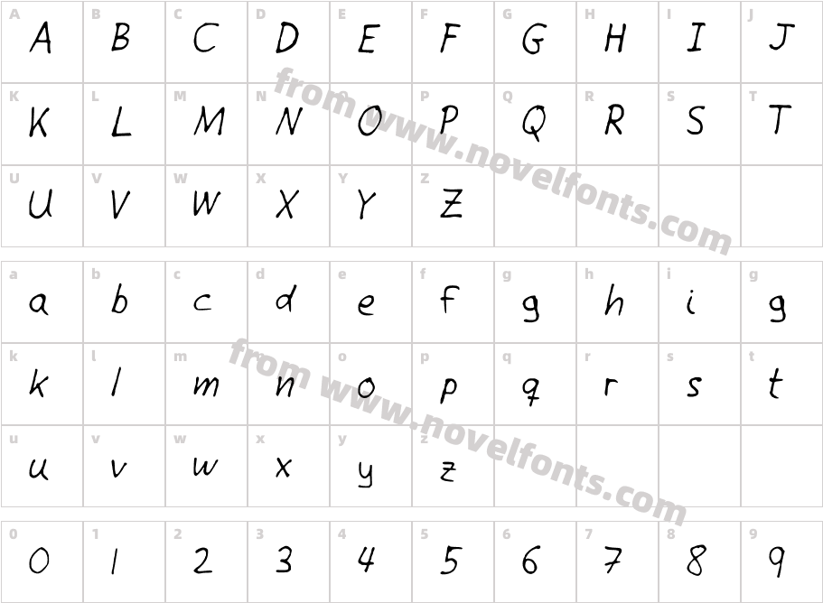 Giotto HandwritingCharacter Map