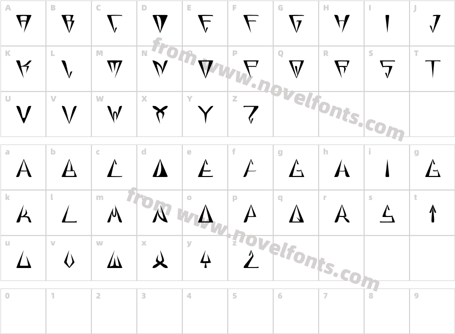 GlOrY ThIn BoLdCharacter Map