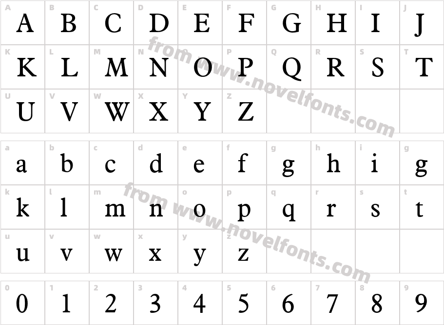 Aldine721BT-RomanCharacter Map