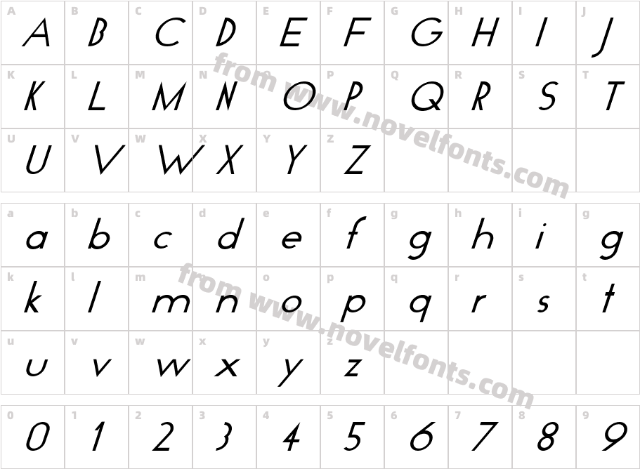 Glo ItalicCharacter Map