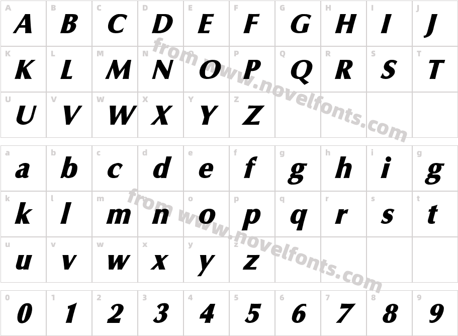 Glyph SSi ItalicCharacter Map