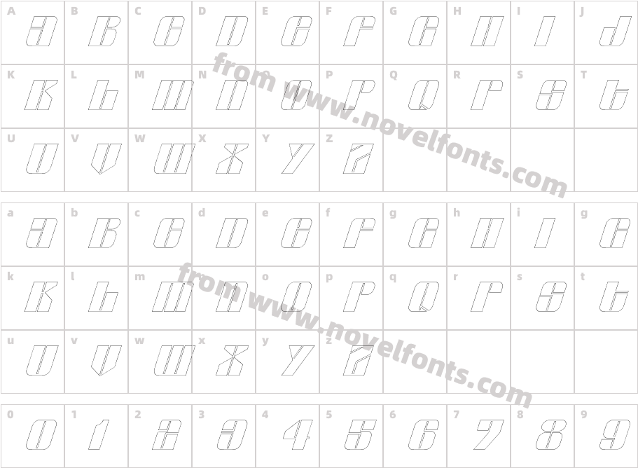 Glyphic SeriesOutlineCharacter Map