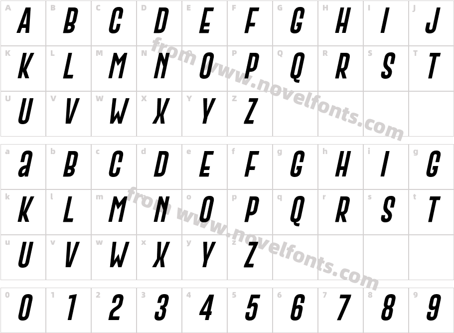 Gobold Extra2 ItalicCharacter Map