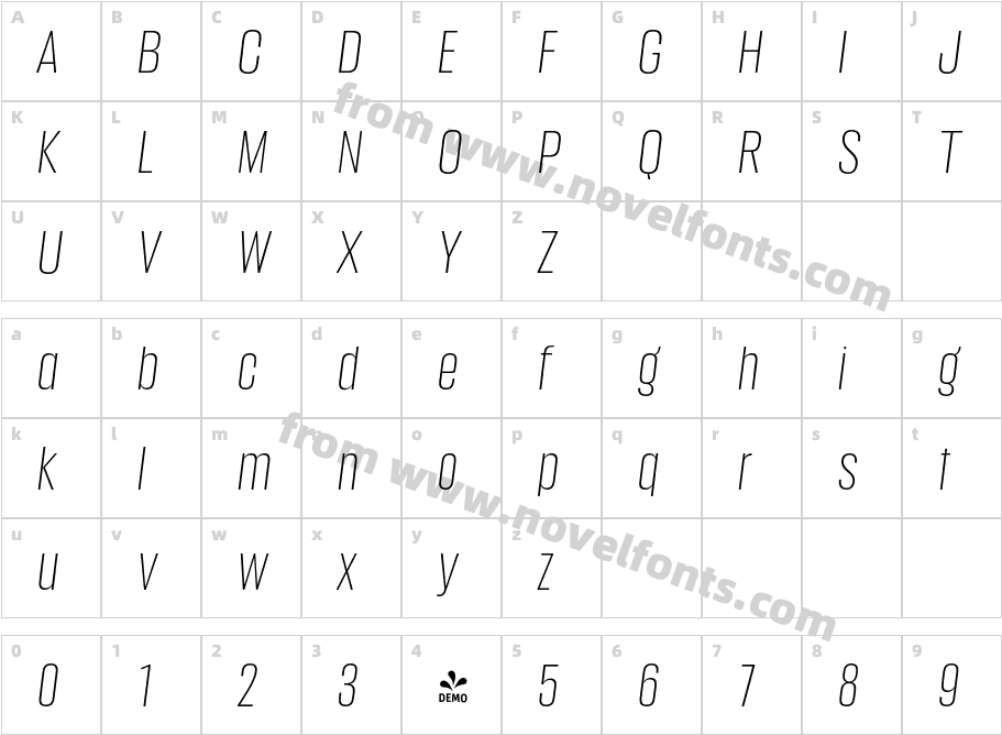 FSP DEMO Anguita Sans Light It RegularCharacter Map