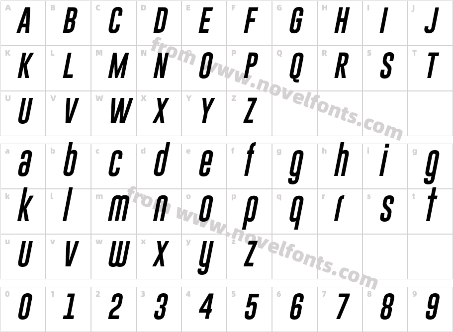 Gobold Uplow ItalicCharacter Map