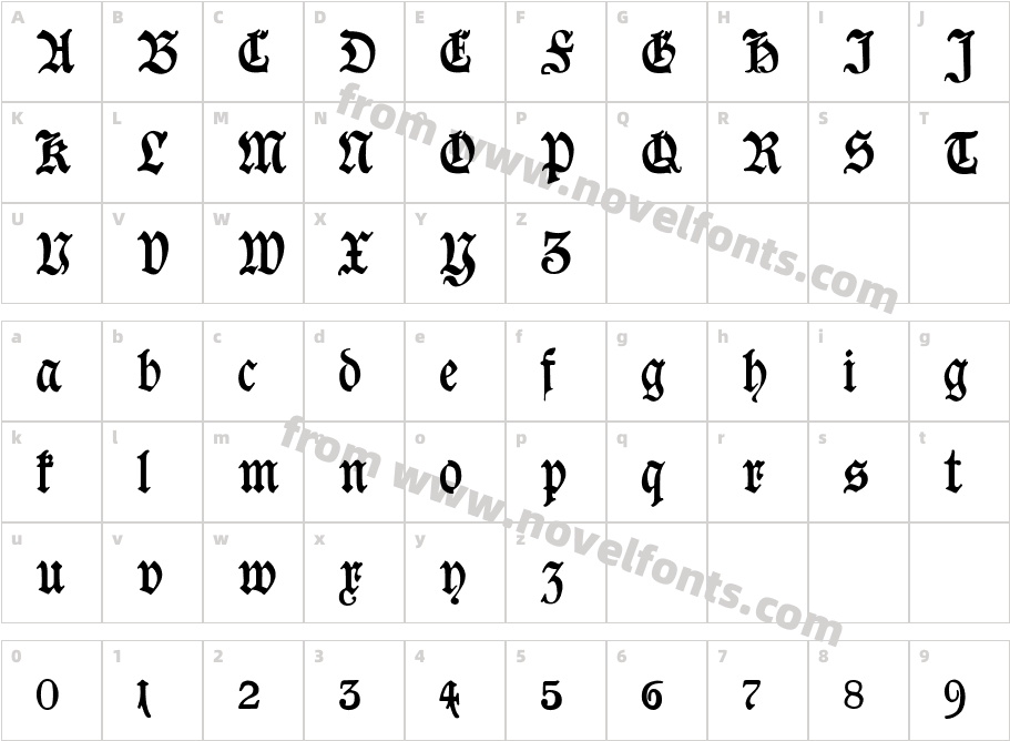 Goeschen Fraktur UNZ1ACharacter Map