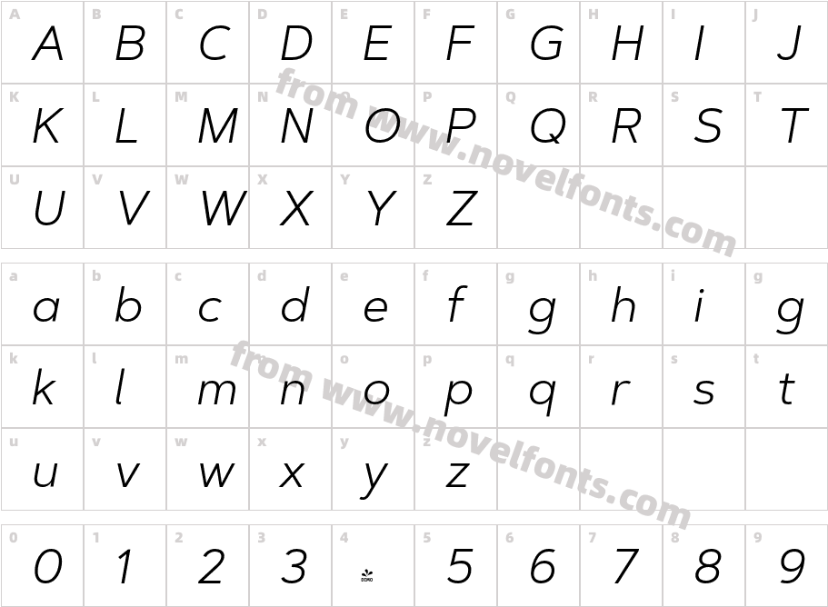 FSP DEMO Artegra Sans Light ItalicCharacter Map