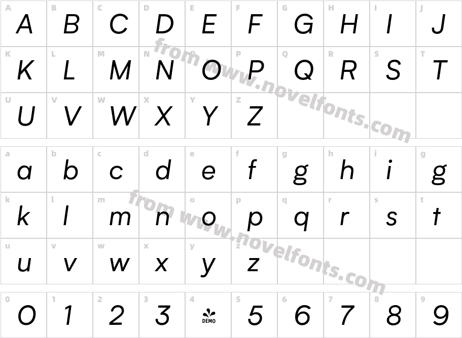 FSP DEMO Biotif Italic RegularCharacter Map