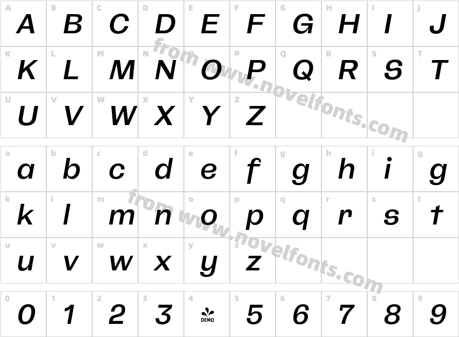FSP DEMO CA Spotnik Medium ItalicCharacter Map