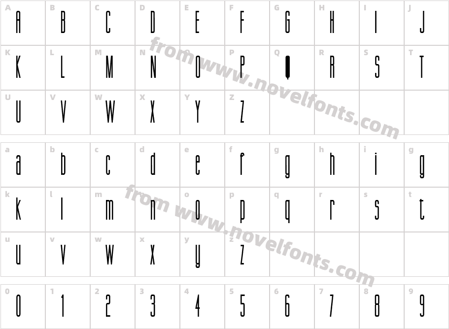 Gorgio Condensed BoldCharacter Map