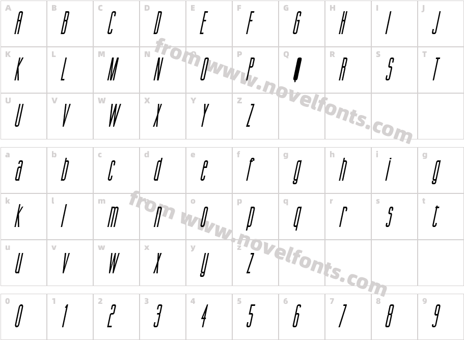 Gorgio CondensedCharacter Map