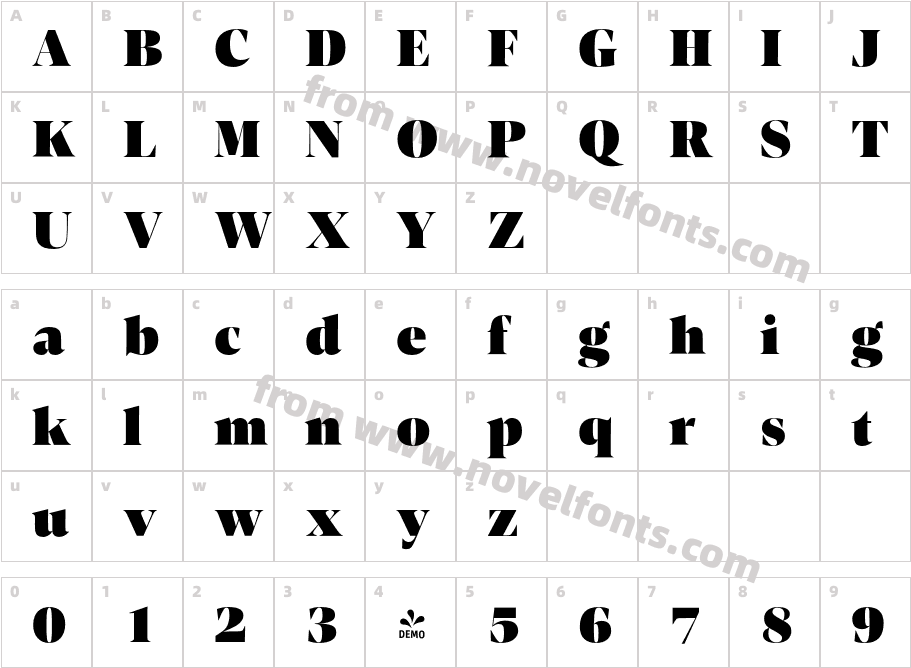 FSP DEMO Contane Heavy RegularCharacter Map