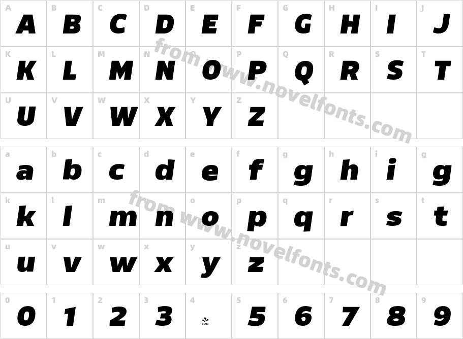 FSP DEMO Dillan Black ItalicCharacter Map