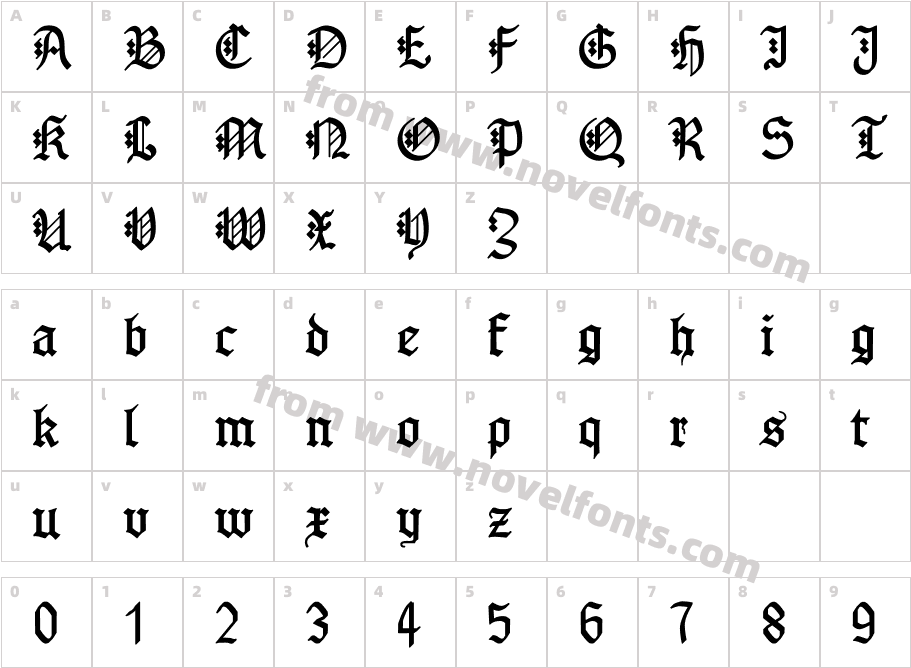 GotenborgFrakturCharacter Map