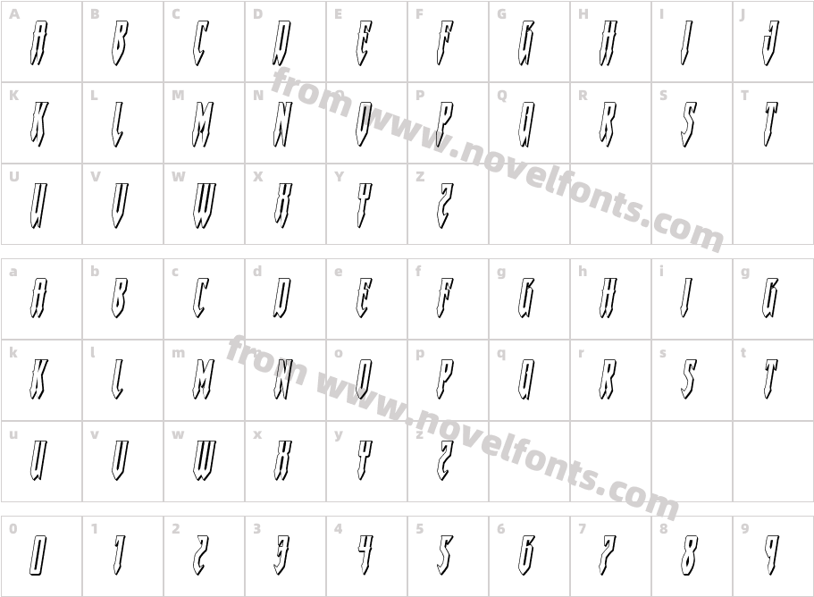 Gotharctica 3D ItalicCharacter Map