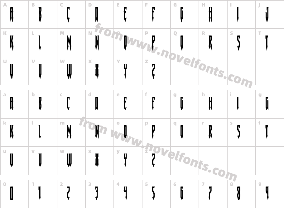 Gotharctica CondensedCharacter Map