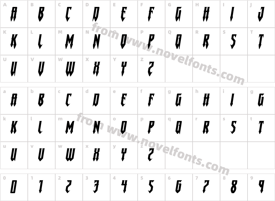 Gotharctica Extra-Expanded ItalCharacter Map