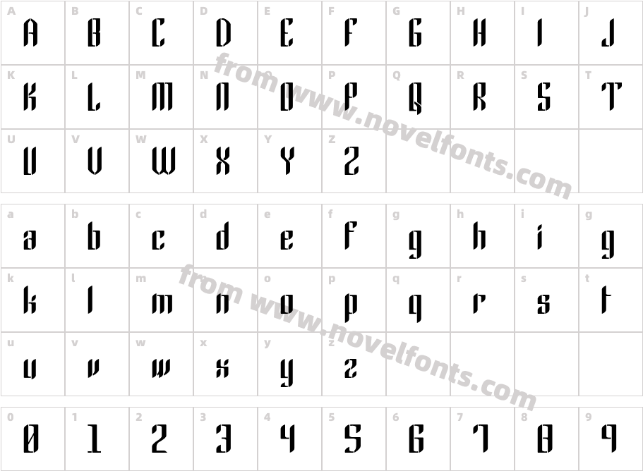 Gothic 45Character Map