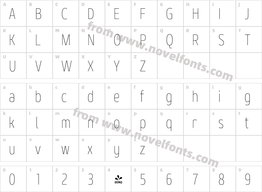 FSP DEMO Geon Condensed Thin RegularCharacter Map
