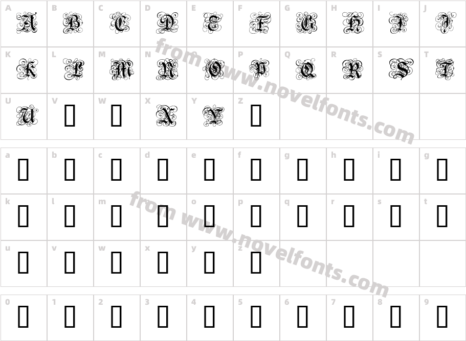 Gothic FlourishCharacter Map