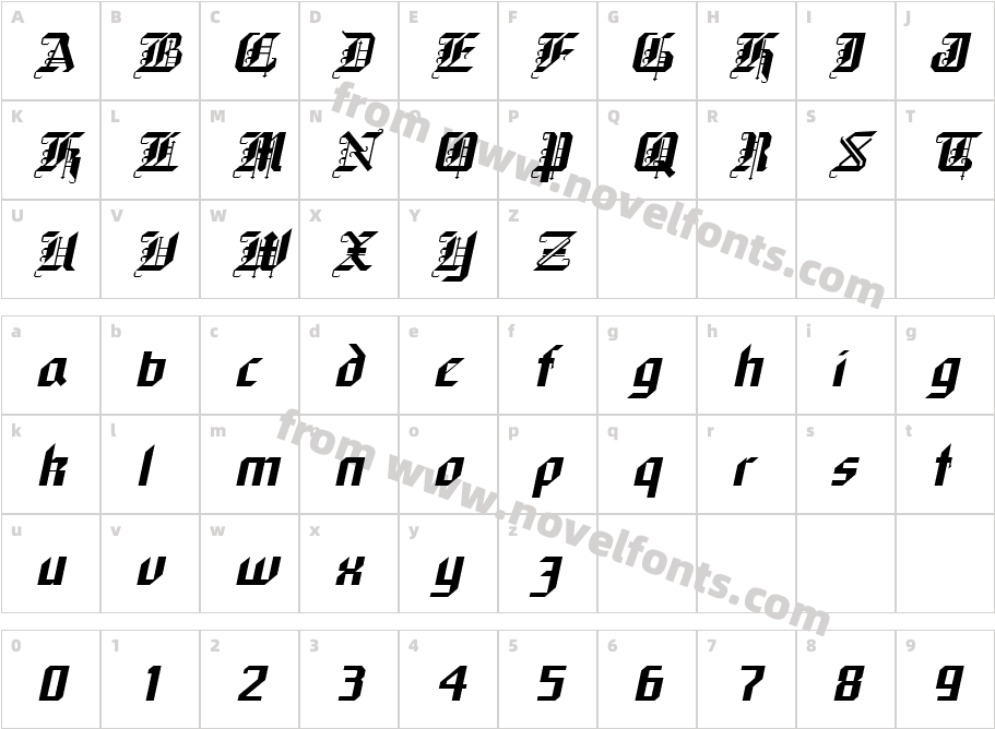 Gothic ItalicCharacter Map